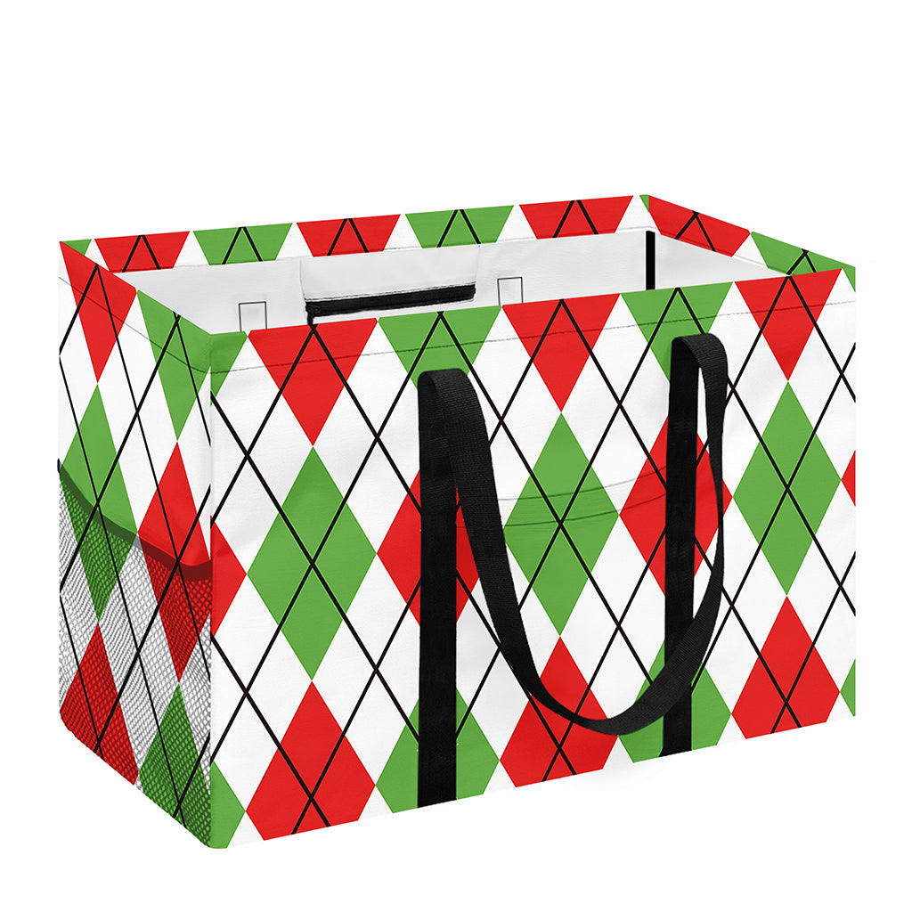 Green Red And White Argyle Pattern Print Utility Tote Bag
