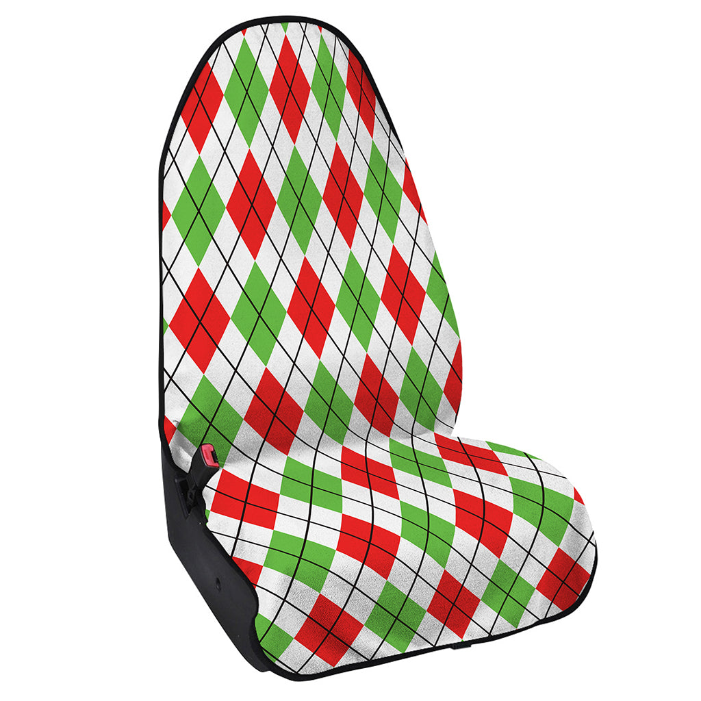 Green Red And White Argyle Pattern Print Waterproof Car Seat Cover