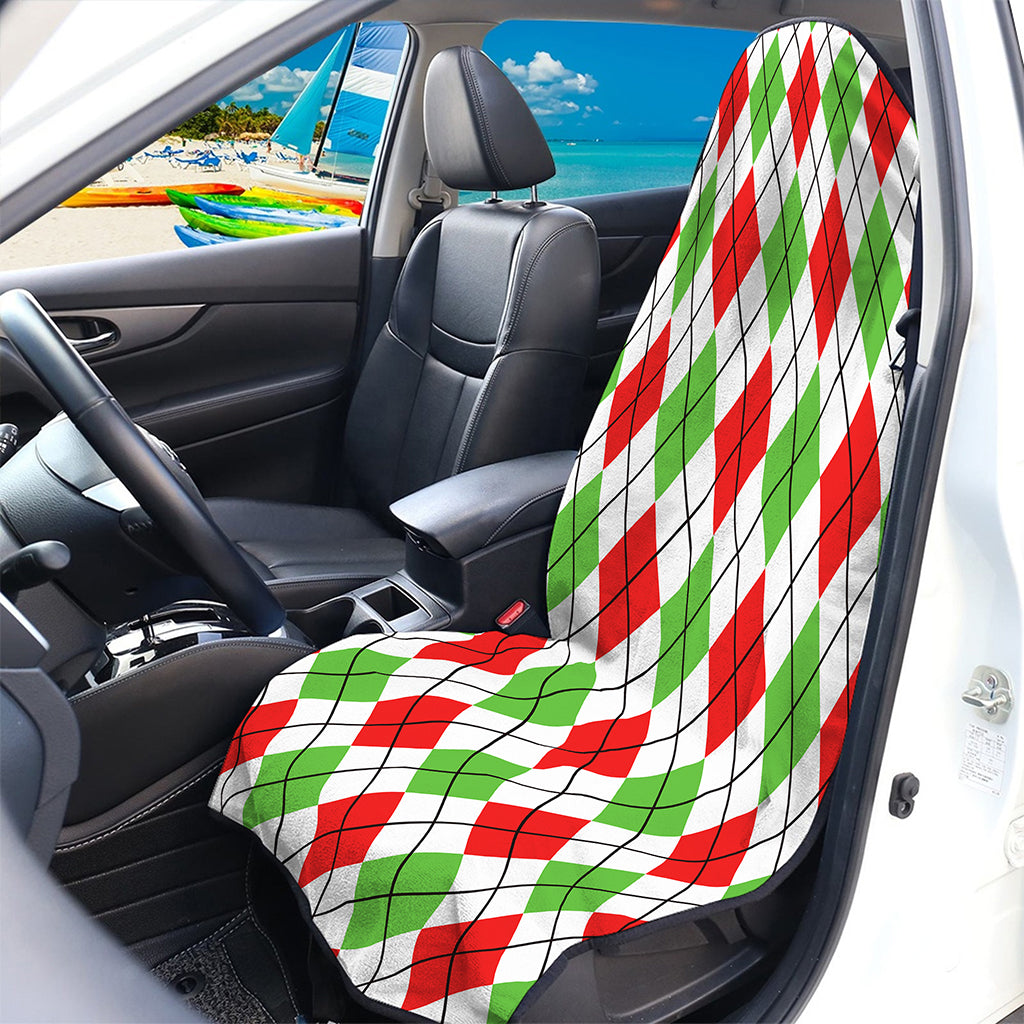 Green Red And White Argyle Pattern Print Waterproof Car Seat Cover