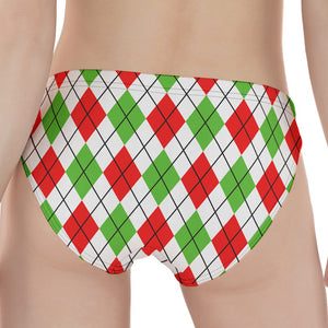 Green Red And White Argyle Pattern Print Women's Panties