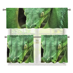 Green Reticulated Python Snake Print 3 Piece Kitchen Curtains