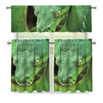 Green Reticulated Python Snake Print 3 Piece Kitchen Curtains