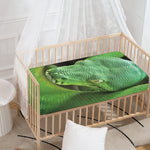 Green Reticulated Python Snake Print Baby Crib Sheet