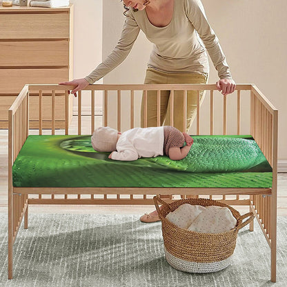 Green Reticulated Python Snake Print Baby Crib Sheet