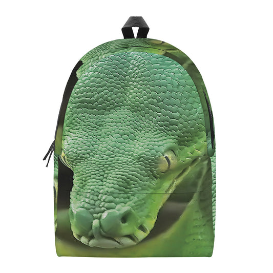 Green Reticulated Python Snake Print Backpack