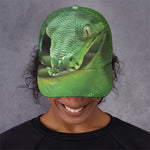 Green Reticulated Python Snake Print Baseball Cap