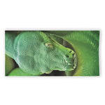 Green Reticulated Python Snake Print Beach Towel