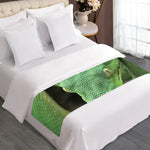 Green Reticulated Python Snake Print Bed Runner