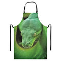 Green Reticulated Python Snake Print Bib Apron With Pocket