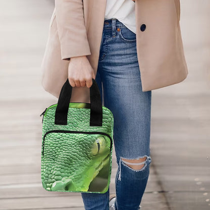 Green Reticulated Python Snake Print Bible Tote Bag