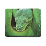 Green Reticulated Python Snake Print Bifold Wallet