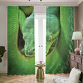 Green Reticulated Python Snake Print Dimout Pencil Pleat Curtains