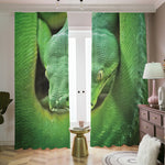 Green Reticulated Python Snake Print Blackout Pencil Pleat Curtains