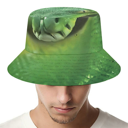 Green Reticulated Python Snake Print Bucket Hat