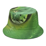 Green Reticulated Python Snake Print Bucket Hat