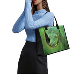 Green Reticulated Python Snake Print Canvas Tote Bag