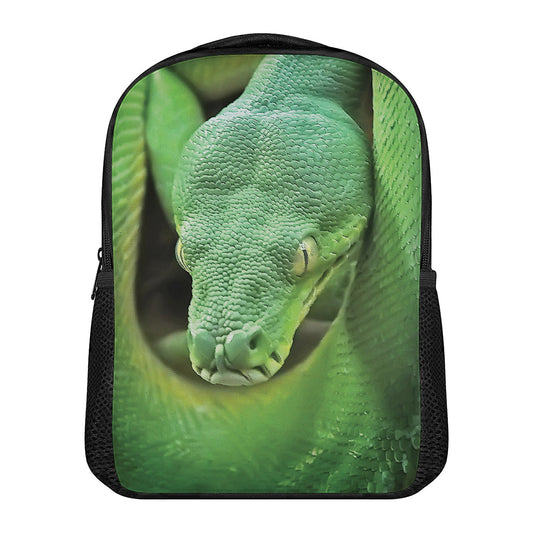 Green Reticulated Python Snake Print Casual Backpack