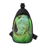 Green Reticulated Python Snake Print Chest Bag