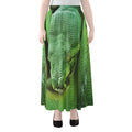 Green Reticulated Python Snake Print Chiffon Maxi Skirt