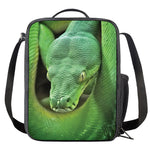 Green Reticulated Python Snake Print Crossbody Lunch Bag