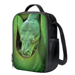 Green Reticulated Python Snake Print Crossbody Lunch Bag