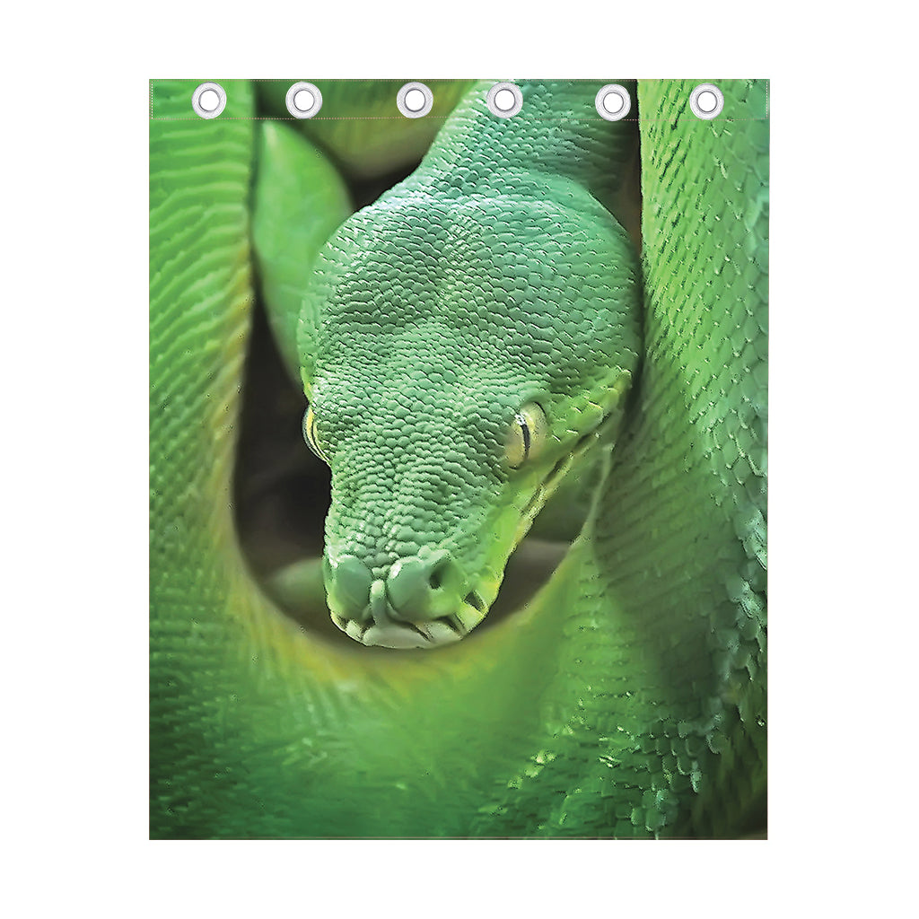 Green Reticulated Python Snake Print Curtain