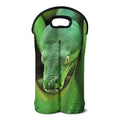 Green Reticulated Python Snake Print Double Neoprene Wine Tote