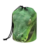 Green Reticulated Python Snake Print Drawstring Makeup Bag