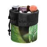 Green Reticulated Python Snake Print Drawstring Makeup Bag