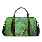 Green Reticulated Python Snake Print Duffle Bag