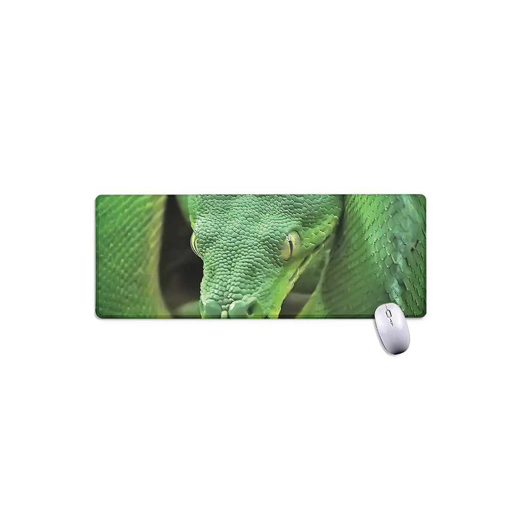 Green Reticulated Python Snake Print Extended Mouse Pad