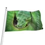 Green Reticulated Python Snake Print Flag