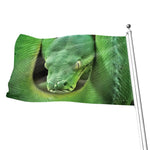 Green Reticulated Python Snake Print Flag