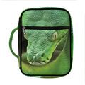 Green Reticulated Python Snake Print Front Pocket Bible Bag
