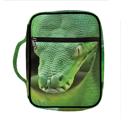 Green Reticulated Python Snake Print Front Pocket Bible Bag