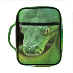 Green Reticulated Python Snake Print Front Pocket Bible Bag
