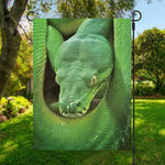 Green Reticulated Python Snake Print Garden Flag