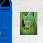 Green Reticulated Python Snake Print Garden Flag