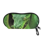Green Reticulated Python Snake Print Glasses Case
