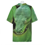 Green Reticulated Python Snake Print Hawaiian Shirt