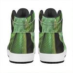 Green Reticulated Python Snake Print High Top Leather Sneakers