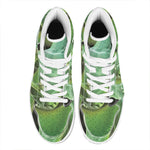 Green Reticulated Python Snake Print High Top Leather Sneakers