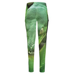 Green Reticulated Python Snake Print High-Waisted Pocket Leggings