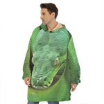 Green Reticulated Python Snake Print Hoodie Blanket