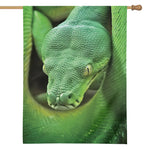 Green Reticulated Python Snake Print House Flag