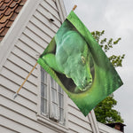 Green Reticulated Python Snake Print House Flag