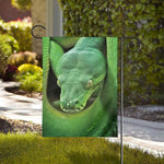 Green Reticulated Python Snake Print House Flag