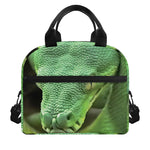 Green Reticulated Python Snake Print Insulated Lunch Bag