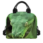 Green Reticulated Python Snake Print Insulated Lunch Bag