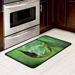Green Reticulated Python Snake Print Kitchen Mat